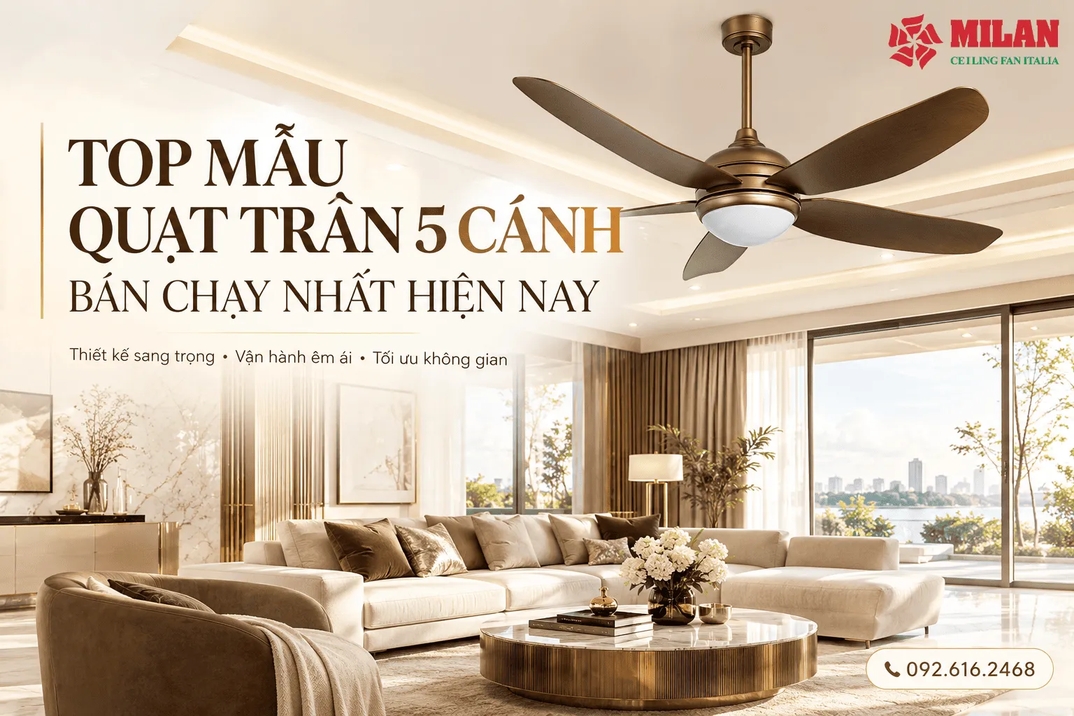 Top 5 mẫu quạt trần 5 cánh bán chạy